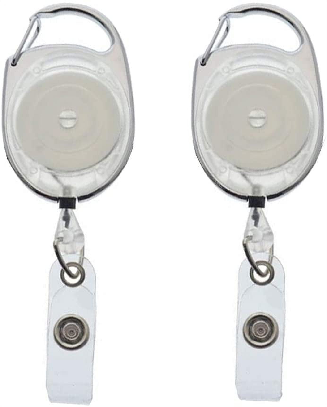 2 Pack - Specialist ID Premium Retractable Badge Reels with Carabiner Belt Loop  Clip and ID Holder Strap by Specialist ID (White) 