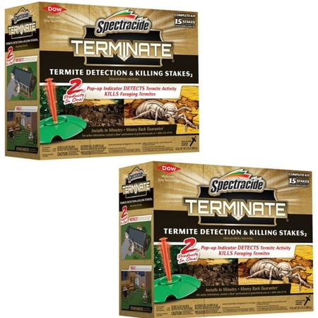 Spectracide Terminate Termite Detection & Killing Stakes Complete Kit, Pop-up Indicator, 15 Stakes (pack of 2)