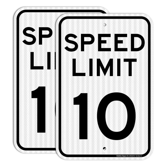 (2 Pack) Speed Limit 10 MPH Sign, 16 x 12 Inches Engineer Grade Reflective Sheeting, Rust Free Aluminum, Weather Resistant, Waterproof, Durable Ink, Easy to Mount