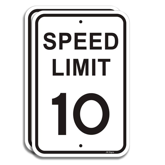 2-Pack Speed Limit 10 MPH Sign Slow Down Traffic Sign 12"x16" Rust Free 40Mil UV Printed Outdoor Metal Reflective Easy to Mount No Fading Outdoor Use for Neighbour Driveway Yard or School