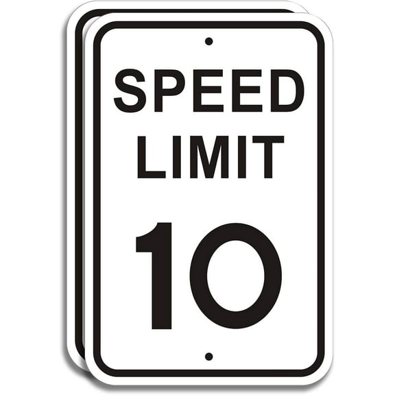 2 Pack Speed Limit 10 MPH Signs - 12"x18"Slow Down Traffic Sign - UV Printed Engineer Grade Reflective Metal Outdoor Traffic Signs for Neighbourhoods, Driveways Yard and School