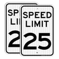 thumbnail image 1 of (2 Pack) Speed Limit 25 MPH Sign, Slow Down Sign, Traffic Sign,16 x 12 Inches Engineer Grade Reflective Sheeting, Rust Free Aluminum, Weather Resistant, Waterproof, Durable Ink, Easy to Mount, 1 of 5