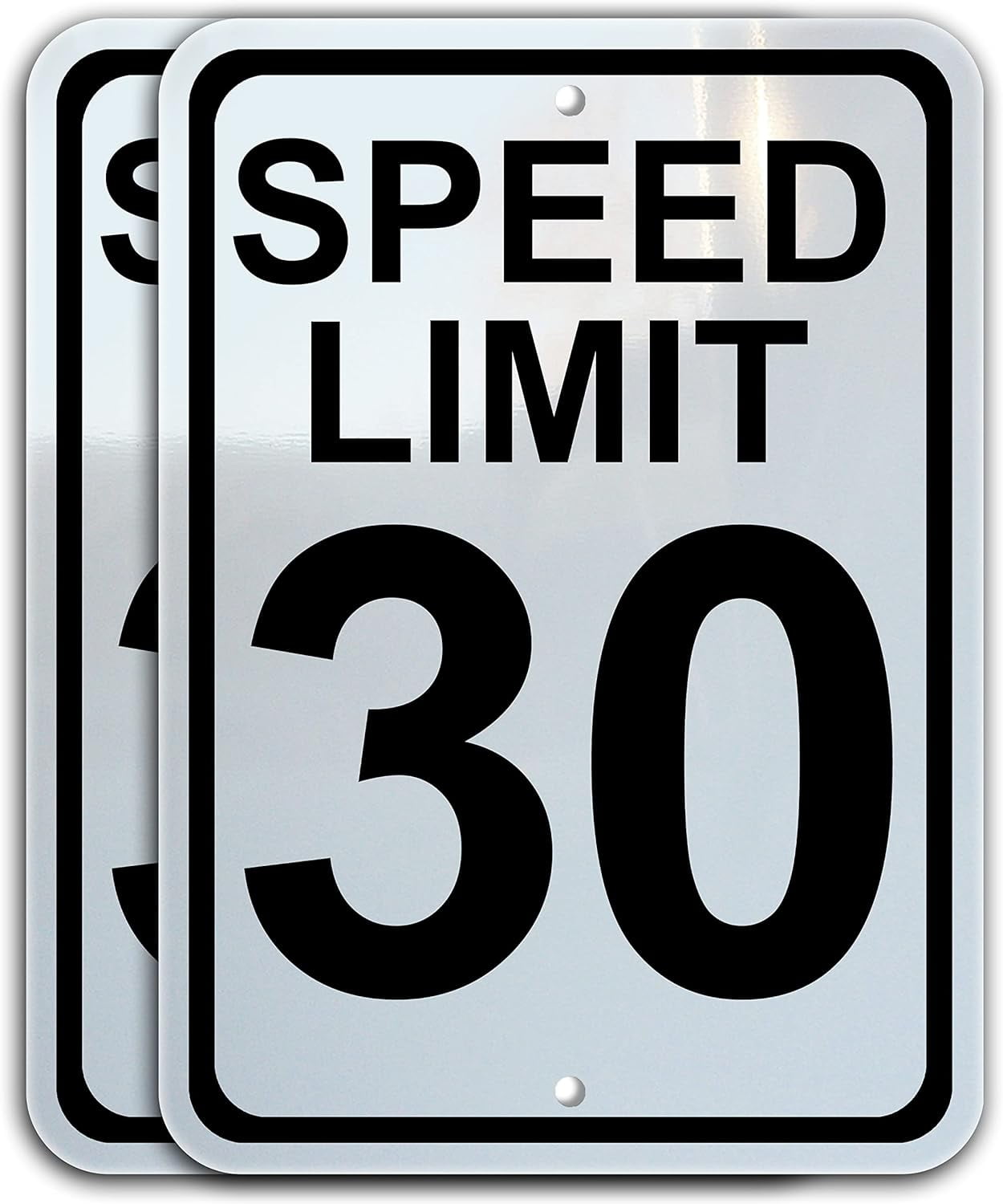 2 Pack Speed Limit 30 Signs Rust Free Aluminum Waterproof Easy to Mount Holes Provided. Encourages Vehicles to Slow down and to Reduce KM H