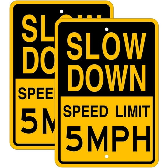 (2 Pack) Speed Limit 5 MPH Sign-12"x18"Slow Down Traffic Sign - UV Printed Engineer Grade Reflective Metal,Rust Free Aluminum,Weather Resistant,Waterproof