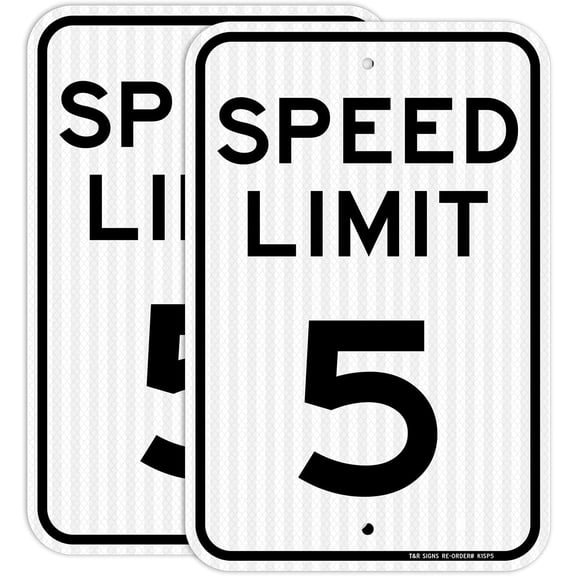 (2 Pack) Speed Limit 5 MPH Sign, Slow Down, Traffic Sign, 8x12 inch Engineer Grade Reflective Sheeting, Rust Free Aluminum, Weather Resistant, Waterproof, Fade Resistant