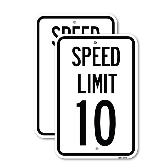 (2 Pack) Speed Reduction Sign Speed Limit 10 Mph | 18" X 24" Heavy-Gauge Aluminum Sign | Rust Free Aluminum, Weather Resistant, Waterproof, Fade Resistant, 2 Pre-drilled Holes