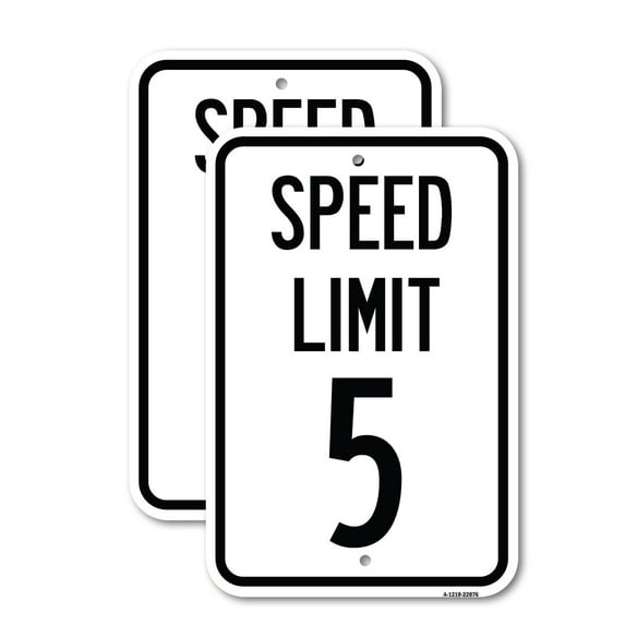 (2 Pack) Speed Regulation Sign Speed Limit 5 Mph | 12" X 18" Heavy-Gauge Aluminum Sign | Rust Free Aluminum, Weather Resistant, Waterproof, Fade Resistant, 2 Pre-drilled Holes