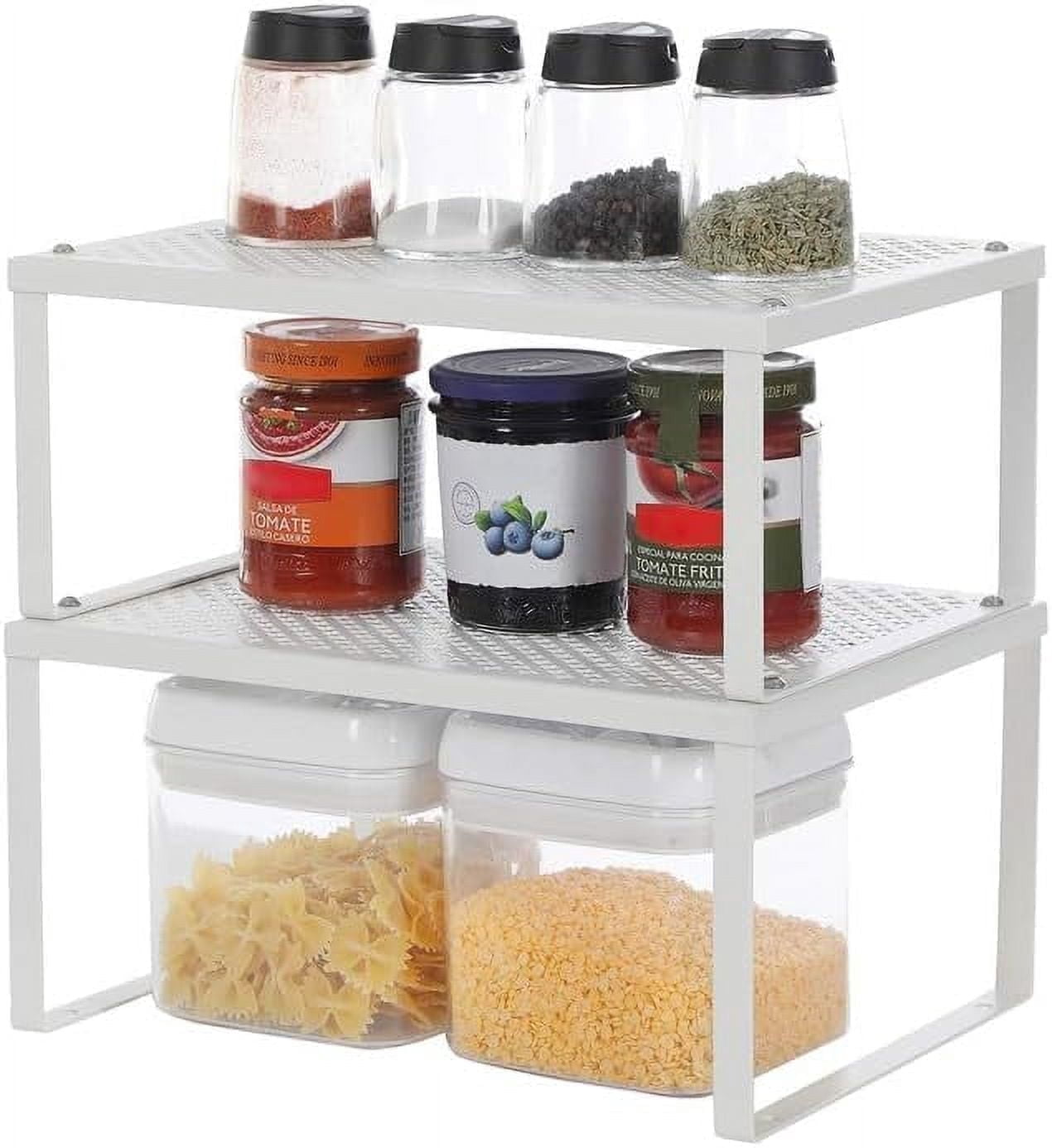 2 Pack Spice Rack, Cabinet Shelf Organizers, Shelf Organizer, Countertop Organizer, Shelf Riser, Stackable, Expandable, Metal, Kitchen Counter Shelves