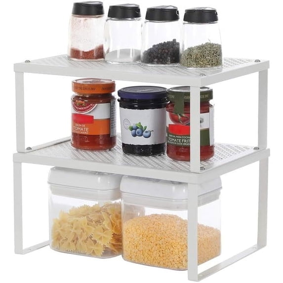 2 Pack Spice Rack, Cabinet Shelf Organizers, Shelf Organizer, Countertop Organizer, Shelf Riser, Stackable, Expandable, Metal, Kitchen Counter Shelves