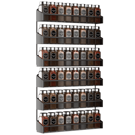 2 Pack Spice Rack Organizer, 3 Tier Counter-top Stand or Wall Mounted Storage Rack Hanging Shelf for Kitchen Cabinet-Black