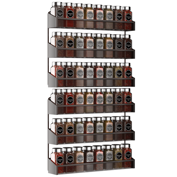 2 Pack Spice Rack Organizer, 3 Tier Counter-top Stand or Wall Mounted Storage Rack Hanging Shelf for Kitchen Cabinet-Bronze