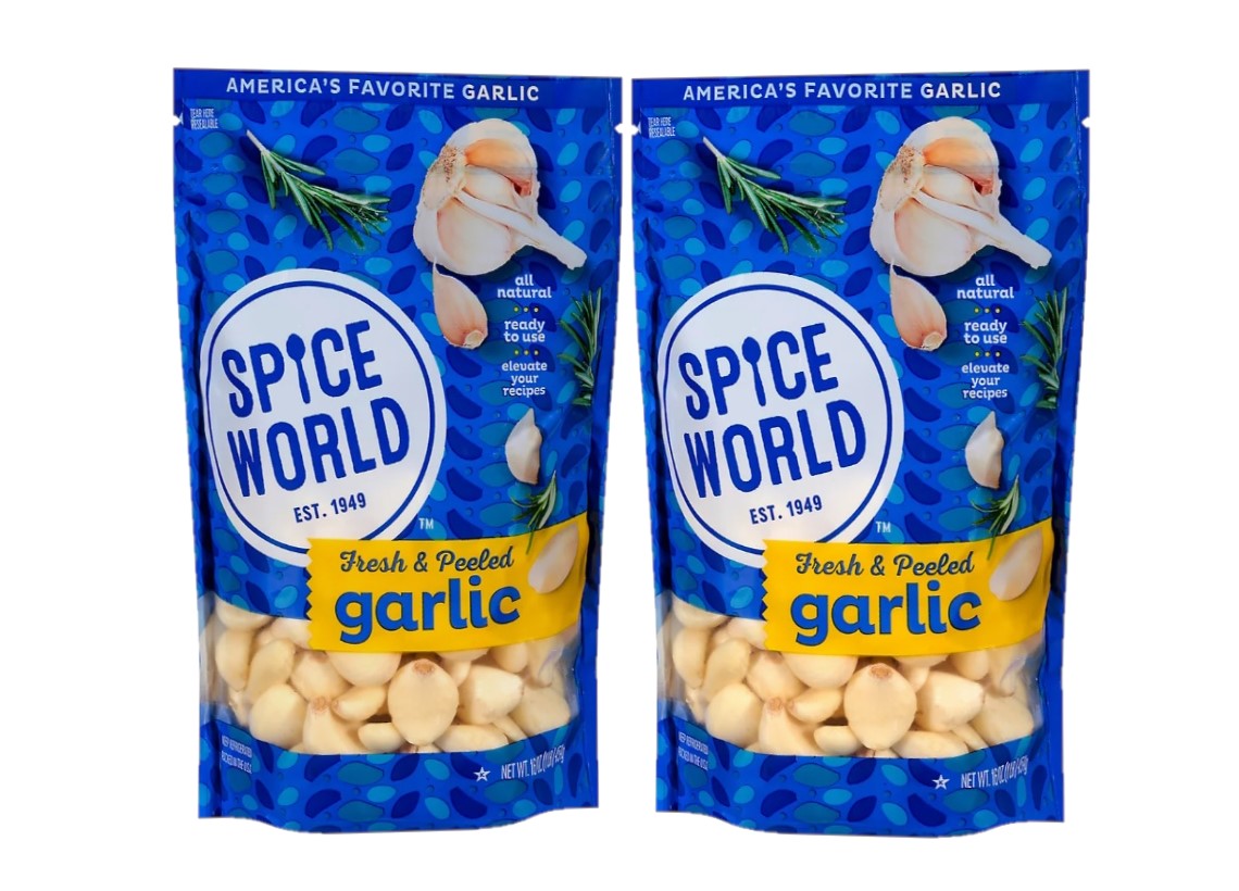 2 Pack Spice World Fresh Peeled Garlic Cloves, 1 lb.