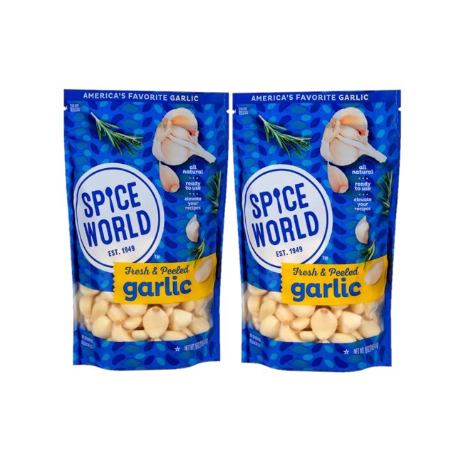 2 Pack Spice World Fresh Peeled Garlic Cloves, 1 lb.