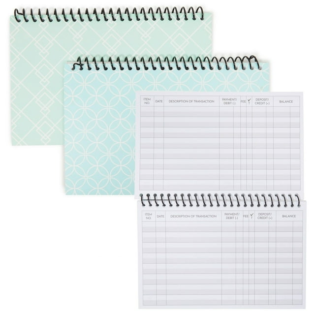 2 Pack Spiral Bound Accounting Ledger Book, Check and Money Tracker