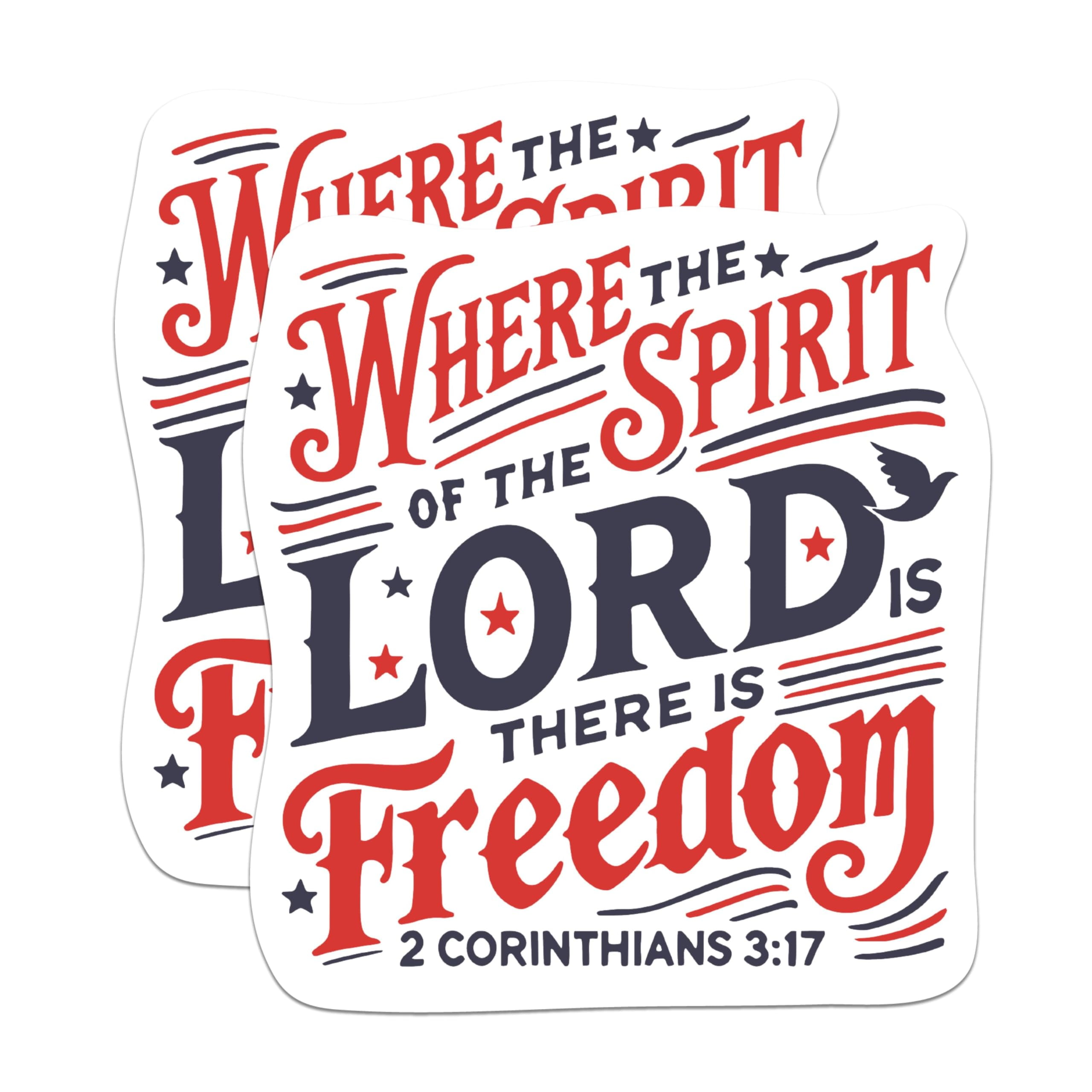 (2 Pack) Where The Spirit Of The Lord Is There Is Freedom 2 Cornithians 3:17 Bible Verse Magnets - 5 Inches On Longest Side - Premium Vinyl - For Cars, Refrigerators, Toolboxes - Made In USA - MAG2212