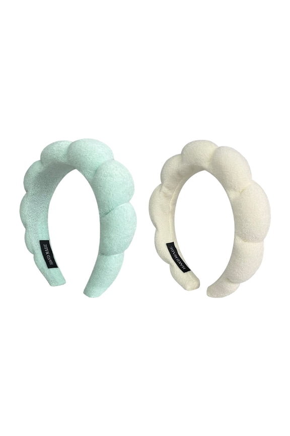 2 Pack Sponge Spa Makeup Headband, Puffy Spa Headband Skincare Headband for Women Face Washing, Makeup Removal, Shower, Skincare