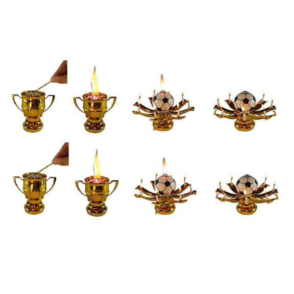 2 Pack Sport Ball Trophy Birthday Exciting Candle (2 Soccer),