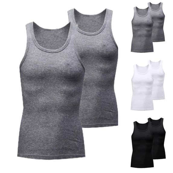 2 Pack Sport Gym Tank Tees Compression Body Shaper Sleeveless Vest Shirts Stretchy Basketball Workout Tops