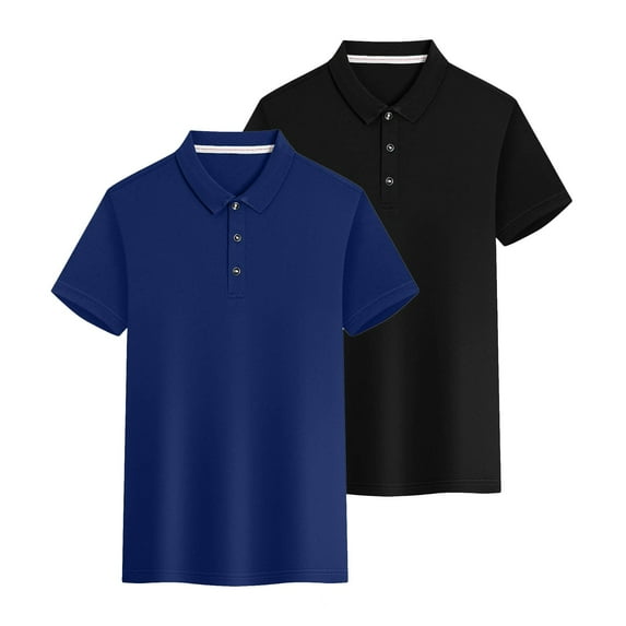 2 Pack Sport Polo Shirts for Women Plus Size Short Sleeve Casual Golf Blouses Button Collar School Uniform Workout Tops, Navy, XXL