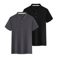thumbnail image 1 of 2 Pack Sport Polos Shirts for Women Plus Size Short Sleeve Casual Golf Blouses Button Collar School Uniform Workout Tops, Gray, M, 1 of 5