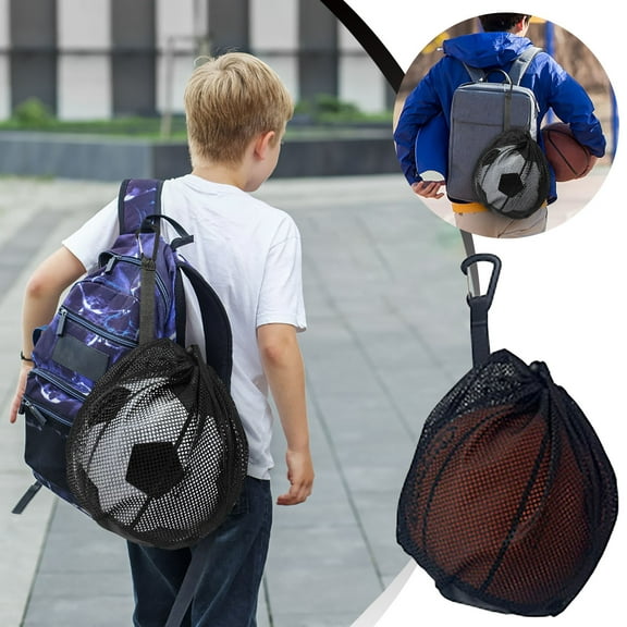 2-Pack Sports Ball Storage Bag, Drawstring Net For Basketball, Soccer, Volleyball, 30.5X25.4Cm