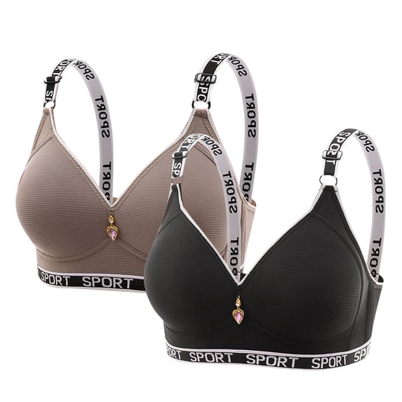 2 Pack Sports Bras for Women High Support Adjustable Wireless Bra Printed Workout Everyday Bars with Padded
