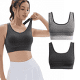 thumbnail image 1 of MLDRA 2 Pack Sports Bras for Women High Support Wirefree Padded Bras Supportive Workout Yoga Bras Workout Athletic Comfortable Tank Tops Dark Gray & Light Gray, 1 of 9