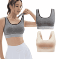 thumbnail image 1 of MLDRA 2 Pack Sports Bras for Women High Support Wirefree Padded Bras Supportive Workout Yoga Bras Workout Athletic Comfortable Tank Tops Light Gray & Skin, 1 of 10