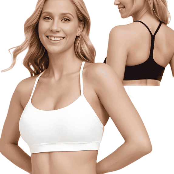 2 Pack Sports Bras for Women, Supportive Workout Bras, Y Back Thin Strap Yoga Bra with Removable Cups
