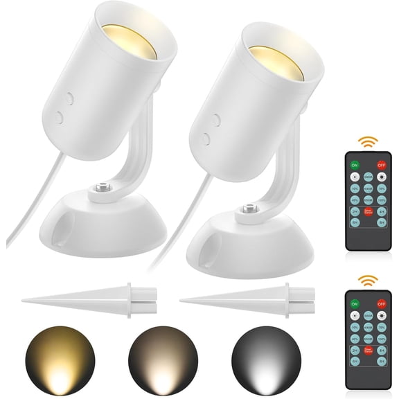 2 Pack Spotlights Indoor Dimmable Plug in LED Timer/Remote, White