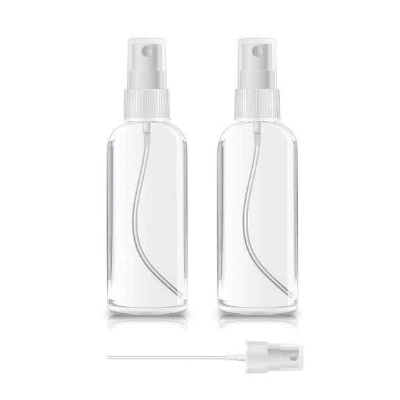 2 Pack Spray Bottles 1oz Clear Plastic Empty Refillable Mini Spritzer for Travel, Cleaning, Gardening, Skin Care Atomizer for Essential Oils, Perfume