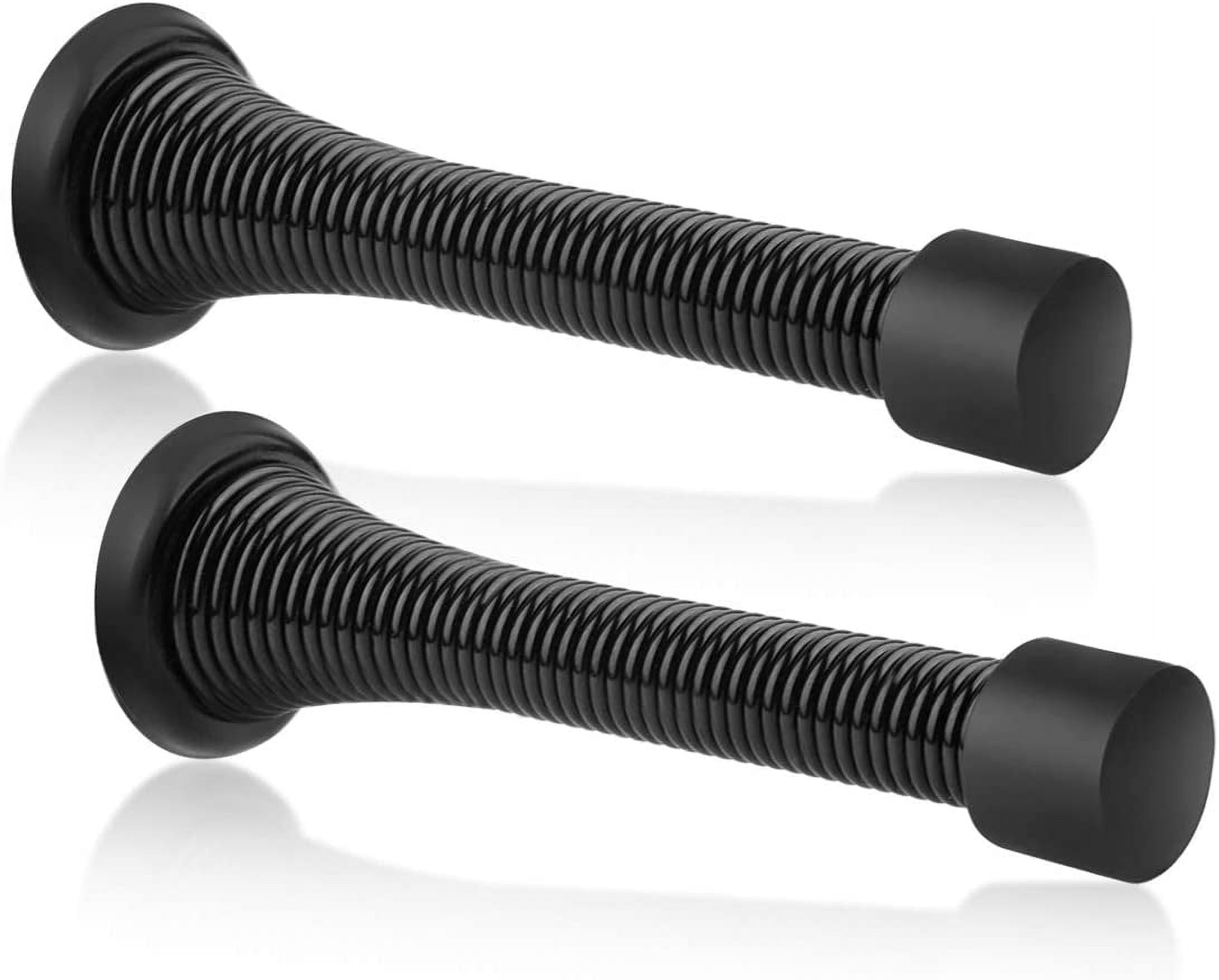 2 Pack Spring Door Stopper Black- 3-1/4
