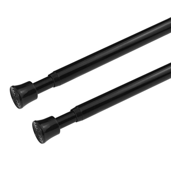 2 Pack Spring Loaded Tension Rods, 28-40 Inch Adjustable No Drill Curtain Rod, Sturdy Carbon Steel for Window Doorway RV, Black