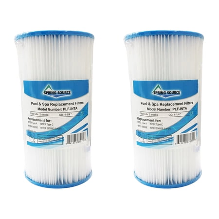 2-Pack Spring Source Replacement Filter for Type A or C, Compatible with Intex 59900E/29000E, Easy Set Pool Filters, Summer Waves or Summer Escapes Above Ground Pools
