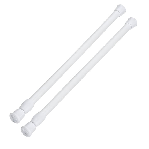 2 Pack Spring Tension Curtain Rod Adjustable 15.7 to 28 Inches, 0.63" Diameter, White