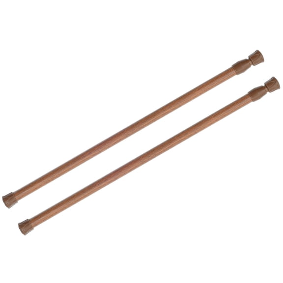 2-Pack Spring Tension Curtain Rods 28-48 Inch - Adjustable No-Drill Window Rods for Kitchen, Bathroom, Doorway & Cupboard, Oak Finish