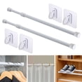 thumbnail image 1 of 2 Pack Spring Tension Rods with 4Pcs Adhesive Hooks, 11.8"-19.7" Adjustable Short Curtain Rod for Bathroom Wardrobe Closet Windows, 1 of 11
