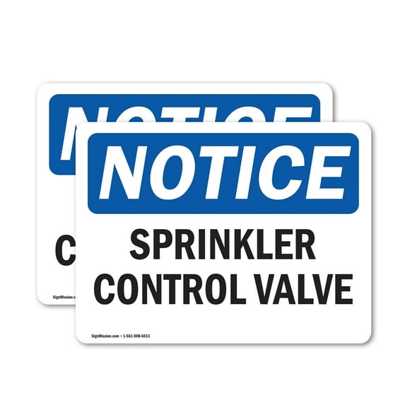 (2 Pack) Sprinkler Control Valve OSHA Notice Sign 24 Inch X 18 Inch Vinyl Label Decal Sticker Weather Resistant, UV Protected for Workplace, Business, and Construction Site, Made in the