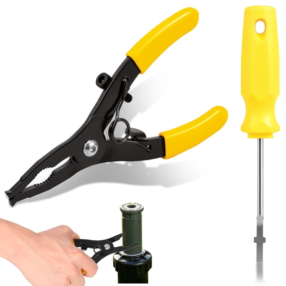Sprinkler Head Tool and Pull Up Pliers with Rotor Adjustment Screwdriver Set Steel Lawn Irrigation Adjustment Tool Kit for Garden Yard, 2 PCS