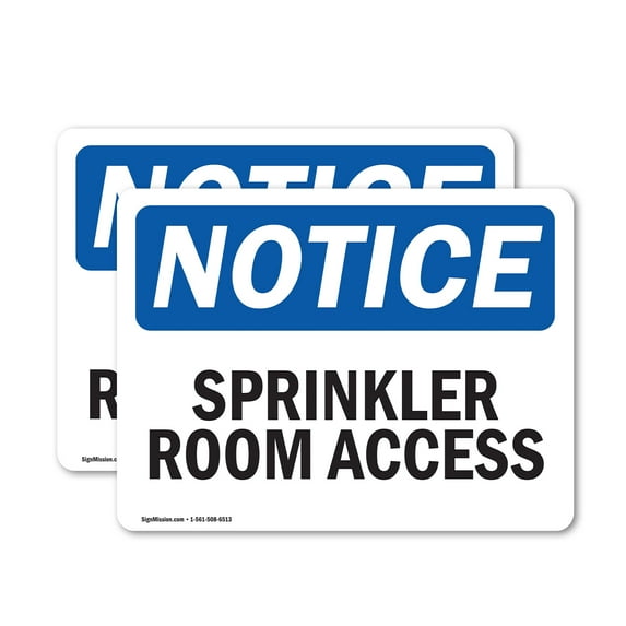 (2 Pack) Sprinkler Room Access OSHA Notice Sign 5 Inch X 3.5 Inch Vinyl Label Decal Sticker Weather Resistant, UV Protected for Workplace, Business, and Construction Site, Made in the