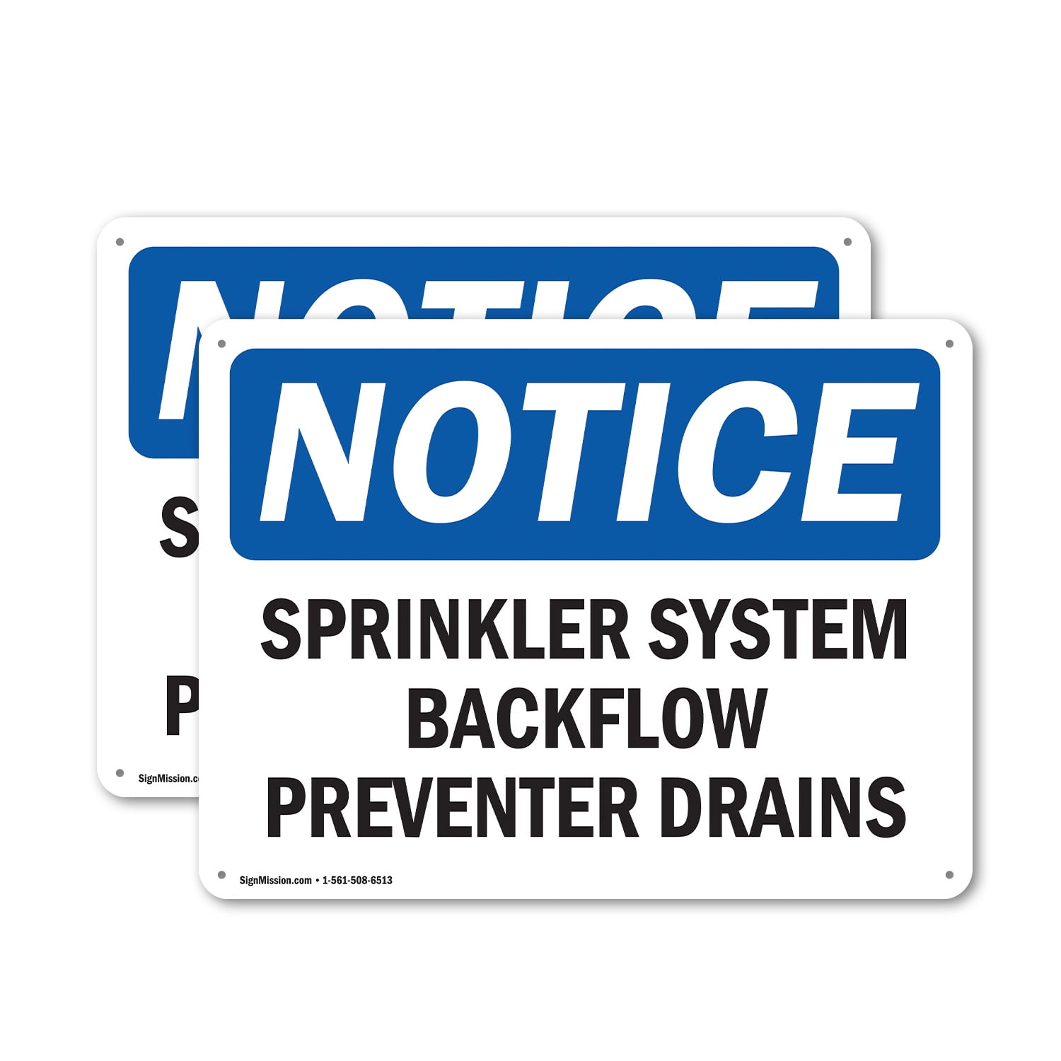 (2 Pack) Sprinkler System Backflow Preventer Drains OSHA Notice Sign 14 ...