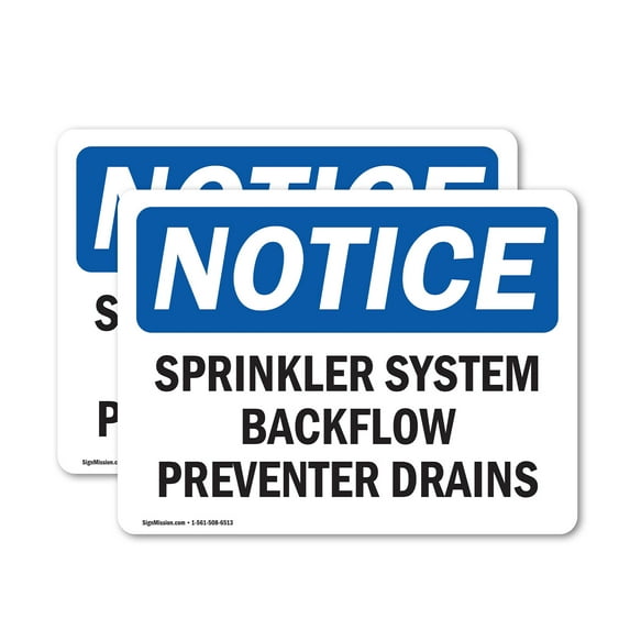 (2 Pack) Sprinkler System Backflow Preventer Drains OSHA Notice Sign