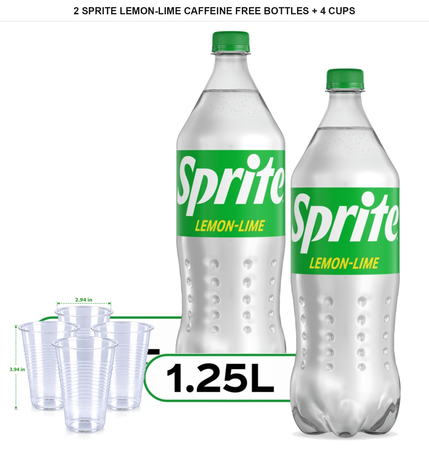 2 Pack | Sprite Lemon-Lime Caffeine Free Soda, 2 Bottles, 1.25 L Each ...