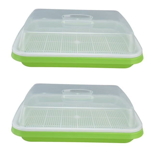 2 Pack Sprouting Tray with Transparent Lid, Soilless Hydroponics Seed ...