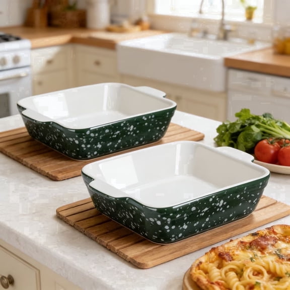 2-Pack Square Ceramic Baking Dish, 5.5in Small Baking Pan,13oz Mini Casserole Dish