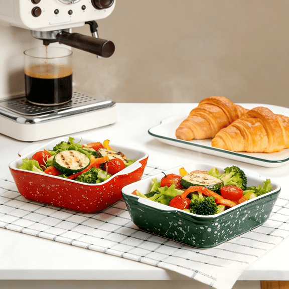 2-Pack Square Ceramic Baking Dish, 5.5in Small Baking Pan,13oz Mini Casserole Dish