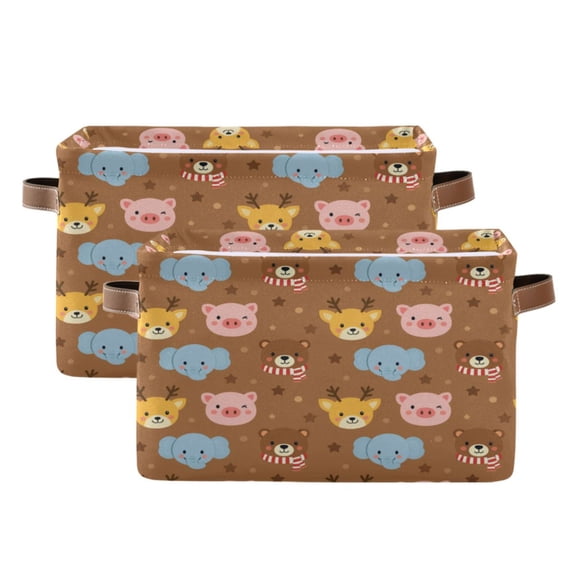 2-Pack Square Closet Organizers with Handles Open Basket Bins Cartoon ...
