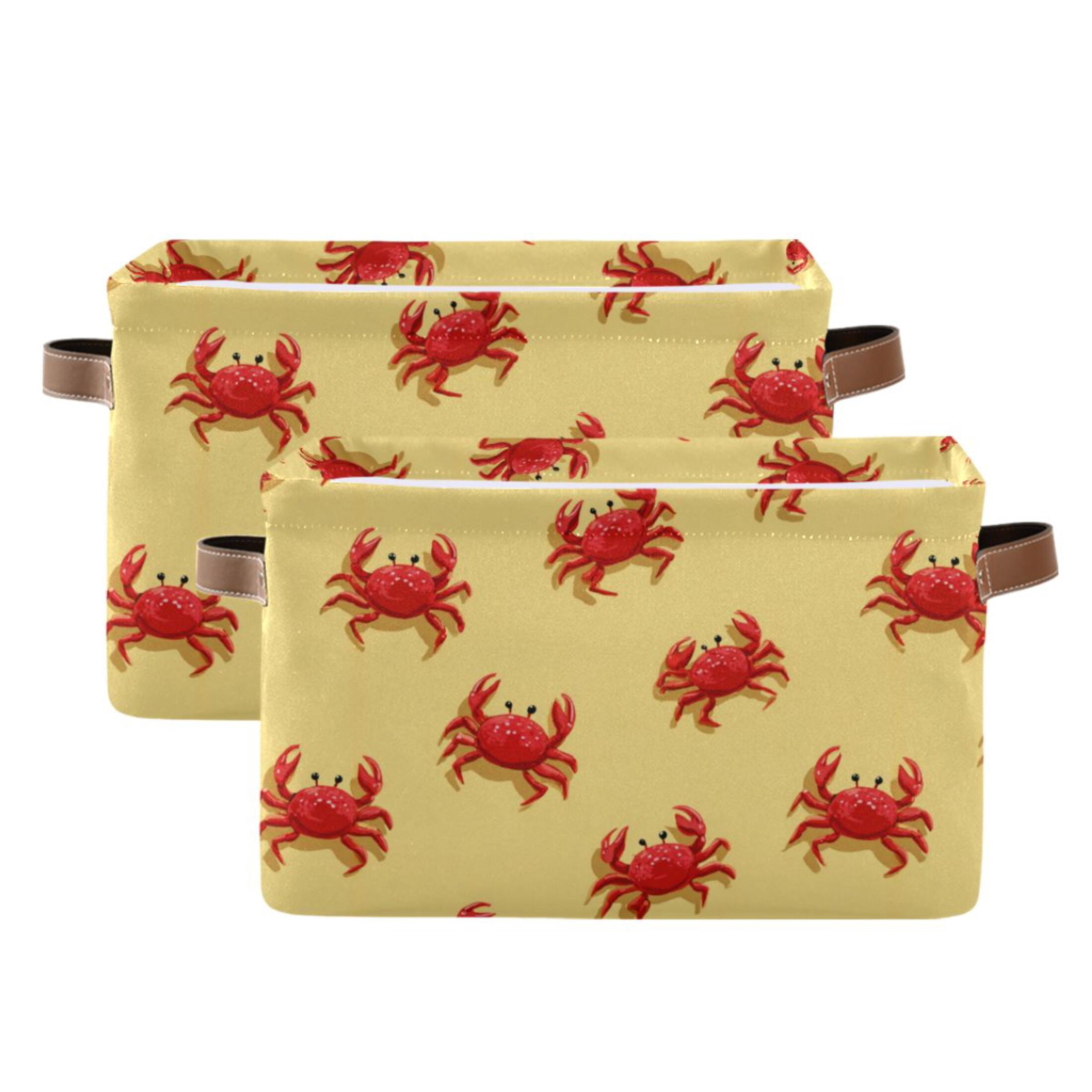 2-Pack Square Closet Organizers with Handles Open Basket Bins Cute Red ...