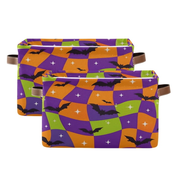 2-Pack Square Closet Organizers with Handles Open Basket Bins Halloween ...