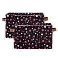 thumbnail image 1 of 2-Pack Square Closet Organizers with Handles Open Basket Bins Pink and White Polka Dots Storage Basket for Home Office, 1 of 8